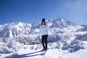 雪山に白いウェアって可愛いね